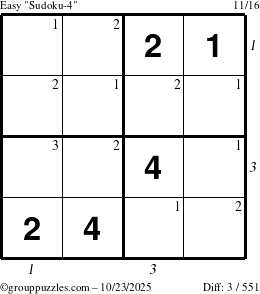 The grouppuzzles.com Easy Sudoku-4 puzzle for Thursday October 23, 2025 with all 3 steps marked