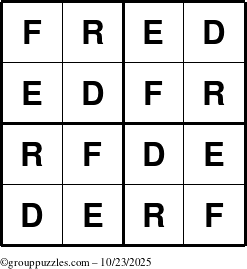 The grouppuzzles.com Answer grid for the Fred puzzle for Thursday October 23, 2025