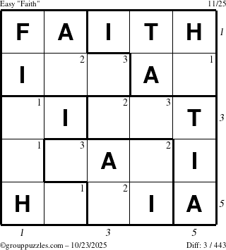 The grouppuzzles.com Easy Faith puzzle for Thursday October 23, 2025 with all 3 steps marked