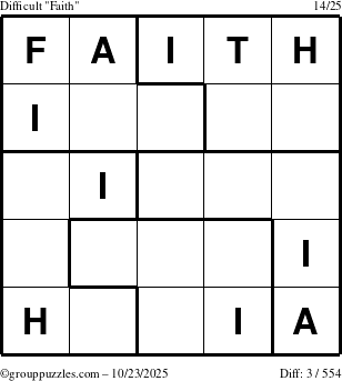 The grouppuzzles.com Difficult Faith puzzle for Thursday October 23, 2025