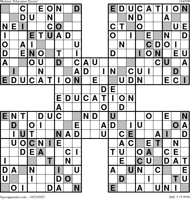 The grouppuzzles.com Medium Education-Xtreme puzzle for Thursday October 23, 2025