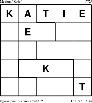 The grouppuzzles.com Medium Katie puzzle for Saturday April 26, 2025