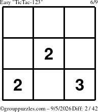 The grouppuzzles.com Easy TicTac-123 puzzle for Saturday September 5, 2026