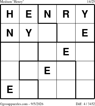 The grouppuzzles.com Medium Henry puzzle for Saturday September 5, 2026