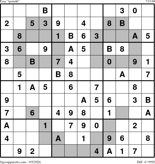 The grouppuzzles.com Easy tpsmith puzzle for Saturday September 5, 2026