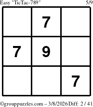 The grouppuzzles.com Easy TicTac-789 puzzle for Sunday March 8, 2026