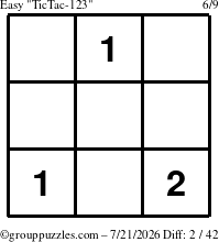 The grouppuzzles.com Easy TicTac-123 puzzle for Tuesday July 21, 2026