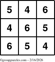 The grouppuzzles.com Answer grid for the TicTac-456 puzzle for Monday February 16, 2026