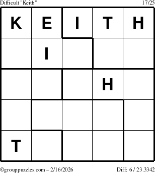 The grouppuzzles.com Difficult Keith puzzle for Monday February 16, 2026