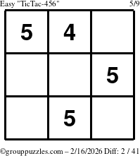 The grouppuzzles.com Easy TicTac-456 puzzle for Monday February 16, 2026
