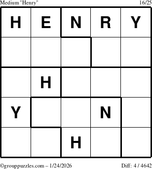The grouppuzzles.com Medium Henry puzzle for Saturday January 24, 2026