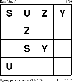 The grouppuzzles.com Easy Suzy puzzle for Sunday March 17, 2024