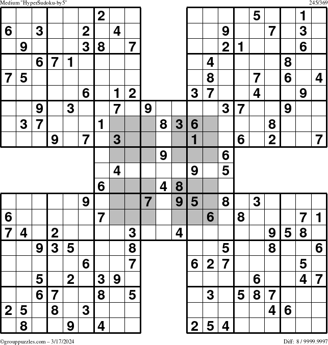 The grouppuzzles.com Medium HyperSudoku-by5 puzzle for Sunday March 17, 2024