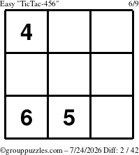 The grouppuzzles.com Easy TicTac-456 puzzle for Friday July 24, 2026