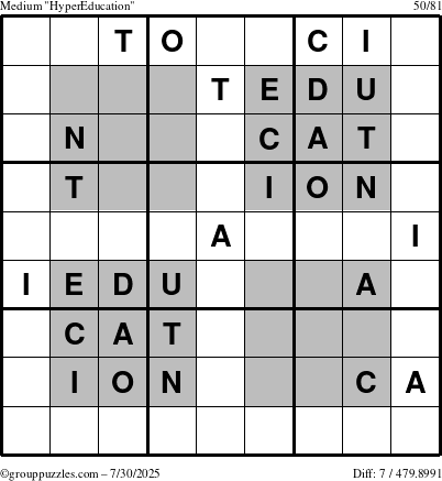 The grouppuzzles.com Medium HyperEducation-i23 puzzle for Wednesday July 30, 2025
