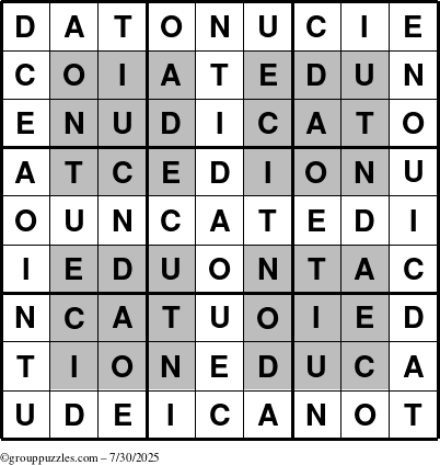 The grouppuzzles.com Answer grid for the HyperEducation-i23 puzzle for Wednesday July 30, 2025