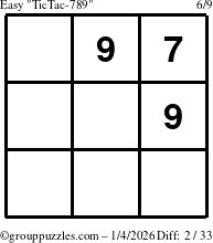 The grouppuzzles.com Easy TicTac-789 puzzle for Sunday January 4, 2026