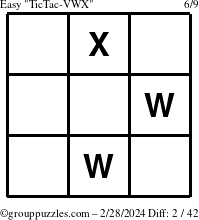 The grouppuzzles.com Easy TicTac-VWX puzzle for Wednesday February 28, 2024