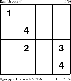 The grouppuzzles.com Easy Sudoku-4 puzzle for Tuesday January 27, 2026