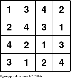 The grouppuzzles.com Answer grid for the Sudoku-4 puzzle for Tuesday January 27, 2026
