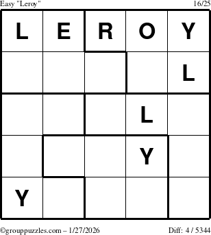 The grouppuzzles.com Easy Leroy puzzle for Tuesday January 27, 2026
