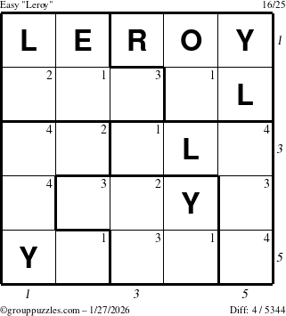 The grouppuzzles.com Easy Leroy puzzle for Tuesday January 27, 2026 with all 4 steps marked
