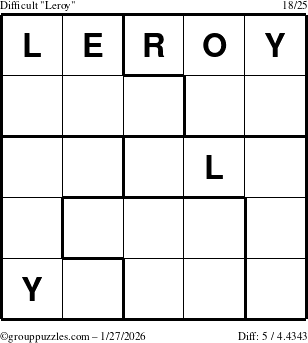 The grouppuzzles.com Difficult Leroy puzzle for Tuesday January 27, 2026