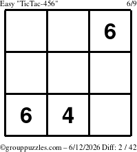 The grouppuzzles.com Easy TicTac-456 puzzle for Friday June 12, 2026