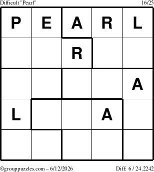 The grouppuzzles.com Difficult Pearl puzzle for Friday June 12, 2026