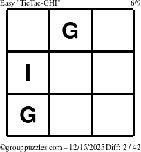 The grouppuzzles.com Easy TicTac-GHI puzzle for Monday December 15, 2025