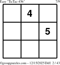 The grouppuzzles.com Easy TicTac-456 puzzle for Monday December 15, 2025