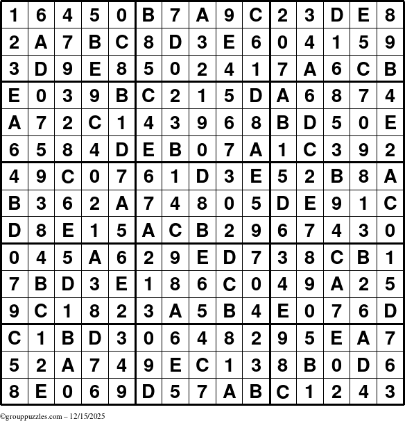 The grouppuzzles.com Answer grid for the Sudoku-15 puzzle for Monday December 15, 2025