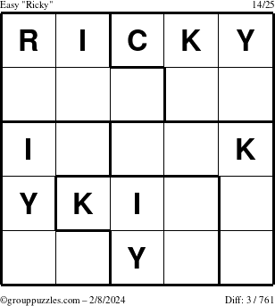 The grouppuzzles.com Easy Ricky puzzle for Thursday February 8, 2024