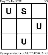 The grouppuzzles.com Easy TicTac-STU puzzle for Thursday February 8, 2024