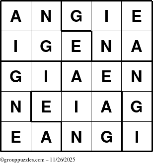 The grouppuzzles.com Answer grid for the Angie puzzle for Wednesday November 26, 2025
