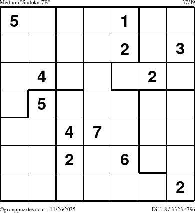The grouppuzzles.com Medium Sudoku-7B puzzle for Wednesday November 26, 2025