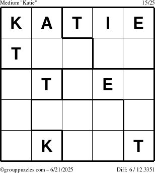 The grouppuzzles.com Medium Katie puzzle for Saturday June 21, 2025