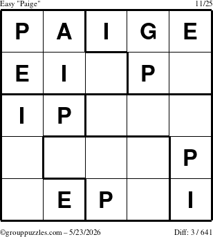 The grouppuzzles.com Easy Paige puzzle for Saturday May 23, 2026