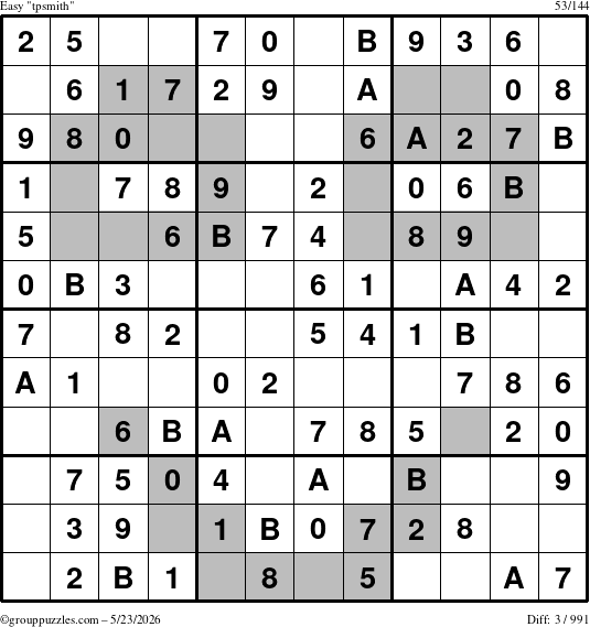 The grouppuzzles.com Easy tpsmith puzzle for Saturday May 23, 2026