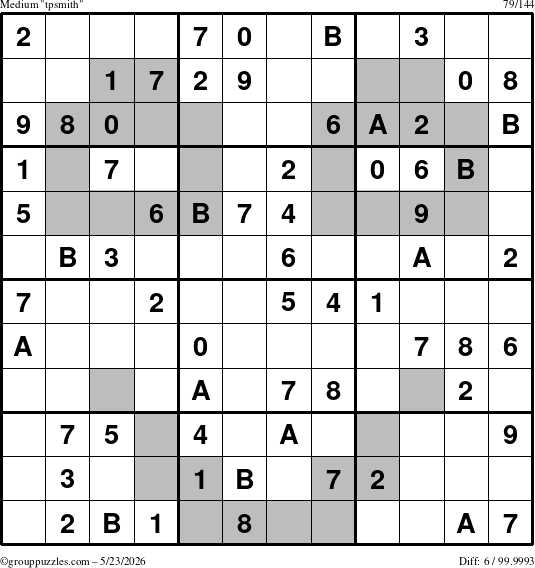 The grouppuzzles.com Medium tpsmith puzzle for Saturday May 23, 2026