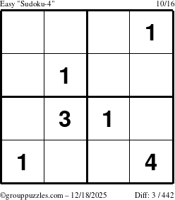The grouppuzzles.com Easy Sudoku-4 puzzle for Thursday December 18, 2025