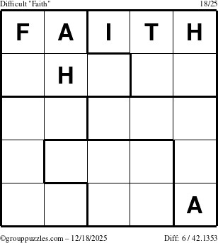 The grouppuzzles.com Difficult Faith puzzle for Thursday December 18, 2025