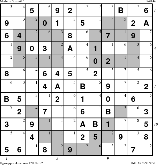 The grouppuzzles.com Medium tpsmith puzzle for Thursday December 18, 2025 with all 8 steps marked