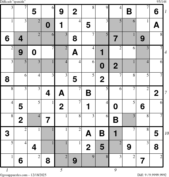 The grouppuzzles.com Difficult tpsmith puzzle for Thursday December 18, 2025 with all 9 steps marked