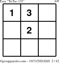The grouppuzzles.com Easy TicTac-123 puzzle for Saturday October 31, 2026
