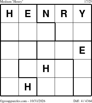 The grouppuzzles.com Medium Henry puzzle for Saturday October 31, 2026