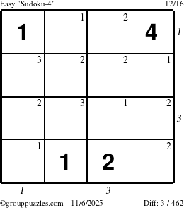 The grouppuzzles.com Easy Sudoku-4 puzzle for Thursday November 6, 2025 with all 3 steps marked