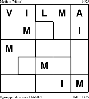 The grouppuzzles.com Medium Vilma puzzle for Thursday November 6, 2025