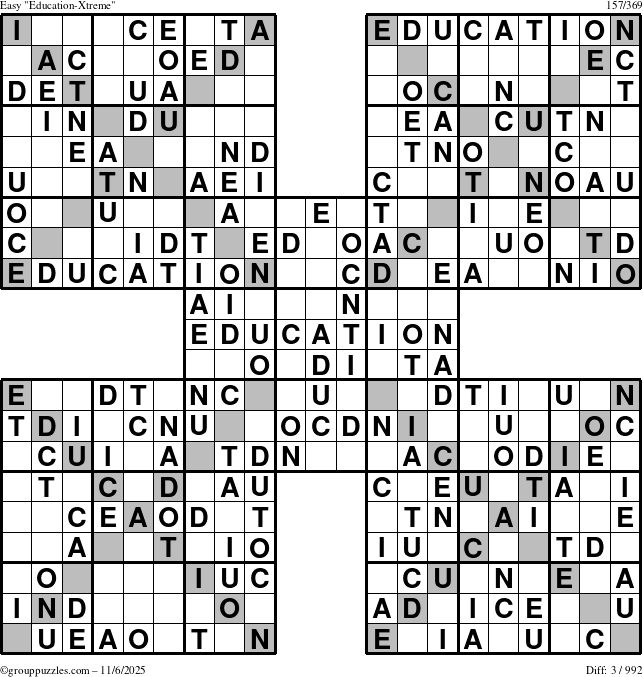 The grouppuzzles.com Easy Education-Xtreme puzzle for Thursday November 6, 2025