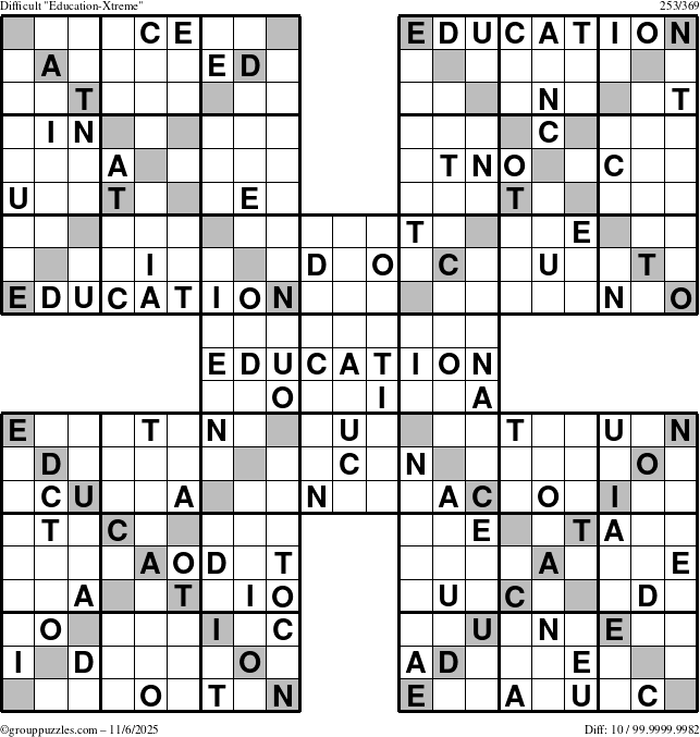 The grouppuzzles.com Difficult Education-Xtreme puzzle for Thursday November 6, 2025